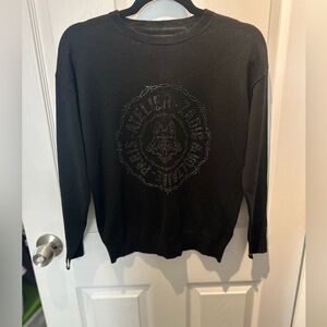 Zadig & Voltaire Black Beaded Fox Wool Sweater Size Small Rhinestone retail 600